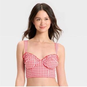 Colsie Women's Gingham Woven Corset Bra NWT